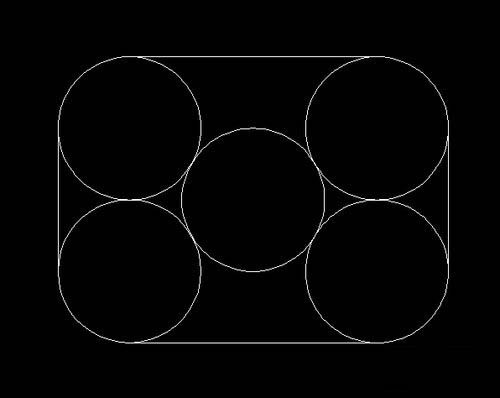 CAD中如何繪制矩形內切五個圓 CAD中如何繪制矩形內切五個圓