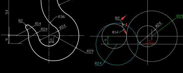 CAD吊鉤平面圖畫法 CAD吊鉤平面圖畫法