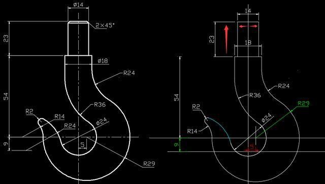 CAD吊鉤平面圖畫法 CAD吊鉤平面圖畫法