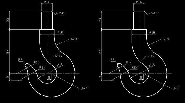 CAD吊鉤平面圖畫法 CAD吊鉤平面圖畫法