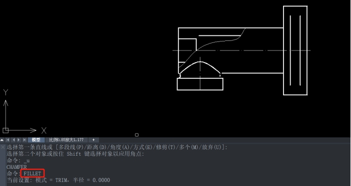 CAD在兩個對象之間倒圓角 CAD在兩個對象之間倒圓角